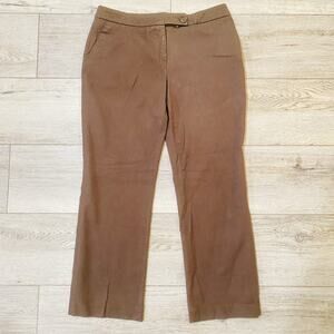 Talbots Pants Womens 12 Brown Signature Boot Dress Trousers Stretch Work Career